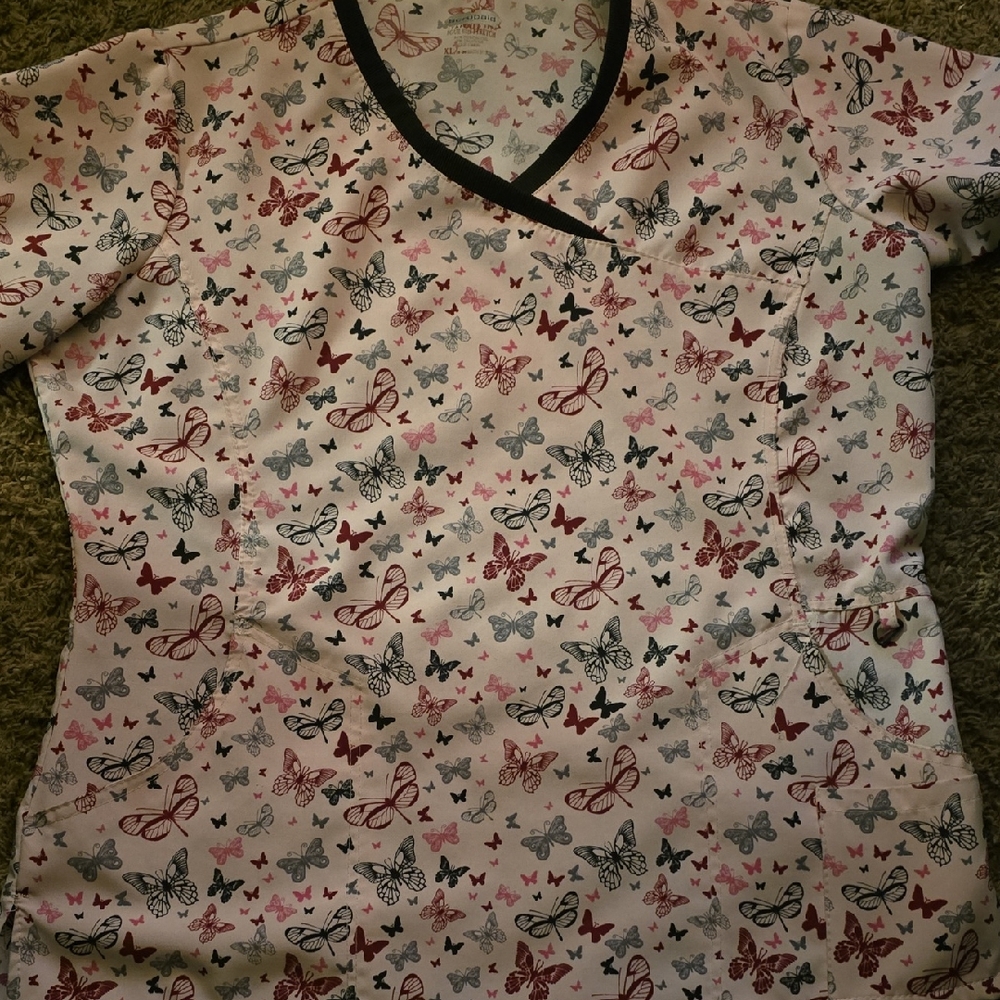 Scrubaid Butterfly Print Scrub Top
